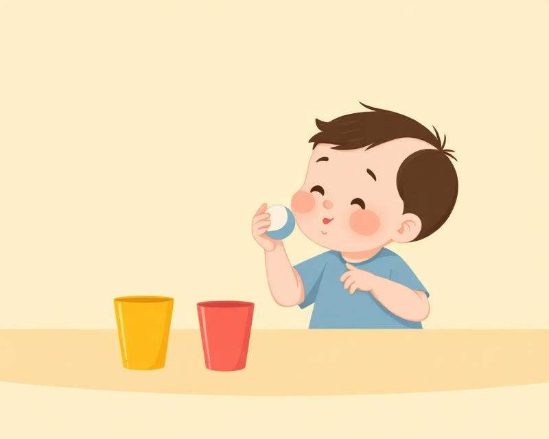 Criança soprando bolinha entre copos