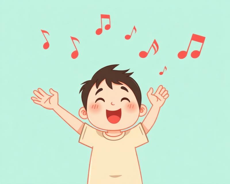 Criança cantando com gestos
