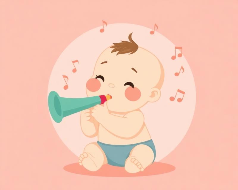 Criança soprando instrumento